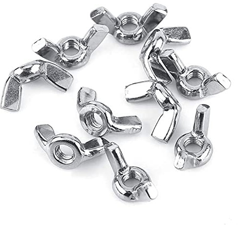 Flügelmuttern, 80-teiliges Flügelmuttern-Set, Flügelmuttern M3, M4, M5, M6, M8, M10, M12, Flügelmuttern-Sortiment for Verbindungselemente aus Kohlenstoffstahl, DIY-Werkzeuge (Farbe: Silber)