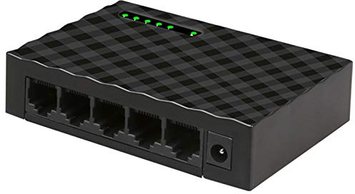 Sessleger Interruttore di rete a 5 porte RJ45 Gigabit Ethernet a 4 fili 1000 Mbps separatore di viaggio LAN Switch Hub per PC Desktop Spina UE Nero
