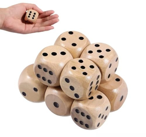 Fonyiunce 12 Pezzi Dadi in Legno, Dadi da Gioco in Legno Naturale, 30 mm, Set di Dadi in Legno, Giochi di Carte Accessori per Giochi di Società, Dadi per Giochi da Tavolo, Giochi di Carte, Giochi di P
