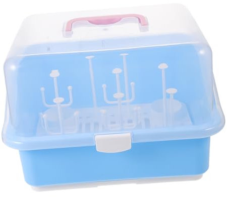 Trockenbox für Babyflaschen und Geschirr mit Deckel, Tragbar, Blau