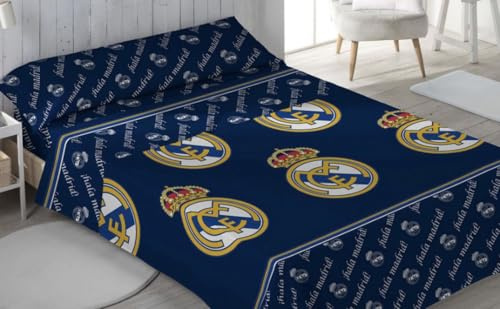 JYC CREATIVE Set Biancheria da Letto Real Madrid 3 Pezzi – Set con Sacco Copripiumino, Lenzuolo sotto con Angoli e Federa per Letto Singolo da 90 cm, Tifosi Blancos, Modello 2