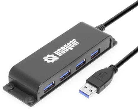 USBGear 4-Port USB 3.2 Gen 2 Hub – 10Gbps USB-A Expansion w/Integrated Cable & Flexible Mounting