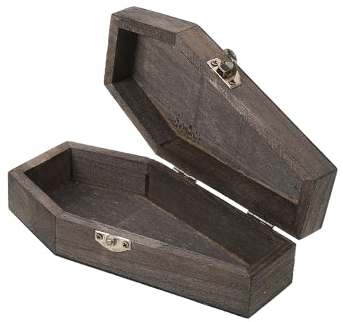 BESPORTBLE Gothic Coffin Jewelry Box - Wooden Coffin-Shaped Organizer for Rings Necklaces and Earrings Stylish Halloween Trinket Storage for Unique and Decor Black and