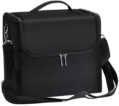 Makeup Organiser Bag Vanity Case for Women Makeup Storage Box Nail Polish Organiser Hairdressing Bag with Shoulder Strap, Black