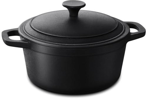 Warmiehomy Cast Iron Dutch Oven,6L Heavy Duty Dutch Oven Pot with Lid,Non-Stick Cast Iron Pot with Two Handles for Indoor Outdoor,26cm