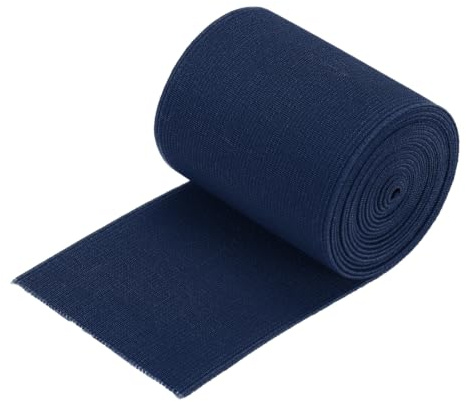 sourcing map Banda elástica ancha de sarga de doble cara (70 mm) 2.8 pulgadas plana de 2 yardas, banda elástica tejida de punto, correa elástica pesada, color azul marino para costura, cintura