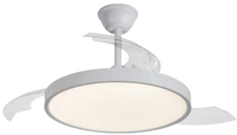 NARVI - Ventilador de Techo ELBA | Control Remoto | 3 Palas Transparentes | Iluminación LED Ajustable | Motor DC Eficiente | Función Invierno/Verano | Blanco 45W