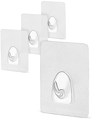 Homerella Haken selbstklebend & Wieder verwendbar | acrylfreie Klebehaken transparent 6 * 8cm | Wandhaken zum Kleben bis 3kg | Handtuchhaken ohne Bohren | Haken für Küche, Bad & Deko (2 STK)