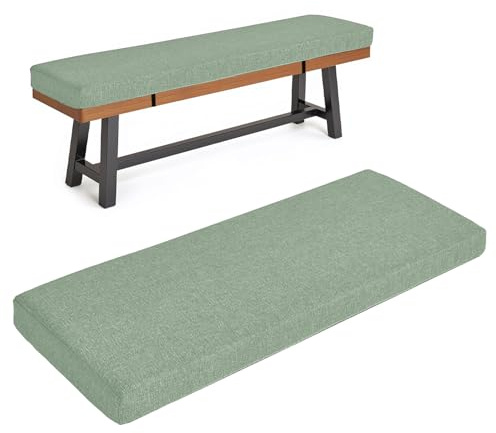 HJZPWB Bankauflage Leinenstoff Sitzkissen Bank 5 cm Dick Sitzauflage Bank rutschfest Bankkissen Abnehmbar Sitzpolster Waschbar Sitzbank Auflage Gartenbank Sitzauflage,Grün,60 * 30 * 5cm