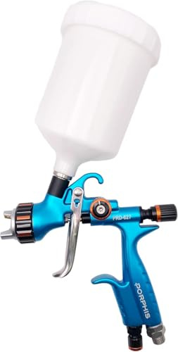 PORPHIS HVLP - Pistola de pulverización con boquillas reemplazables de 1,4 mm, tapa de aguja, kit de pistola pulverizadora de pintura de aire automotriz con taza de capacidad de 600 cc para