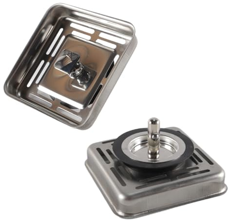 Durlo Colador de fregadero cuadrado de malla de acero inoxidable de 78 mm para baño, cocina y hogar.
