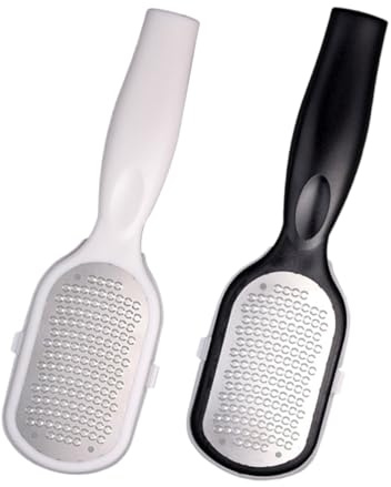 LOLIPPYY 2 piezas Limas de Portátiles de Acero Inoxidable para Pedicura Removedor Conveniente de Piel Muerta Herramienta Ergonómica para Ablandar Durezas y Callos Casa