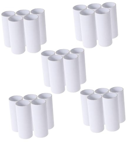 JEWEDECO 25 Tubos de Cartón Blanco Material de Papel Reciclable para Manualidades Diseño en Blanco para Proyectos Creativos y Actividades Escolares Infantiles