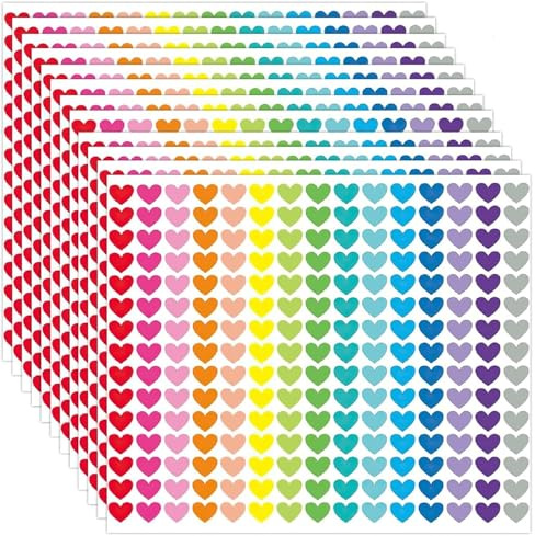 15 PCS Rainbow Stickers, Heart Stickers, Cute Reward Stickers, Scrapbook Sticker Love, Self Adhesive Sticker for Scrapbook Gifts Packaging Valentine, Party Favours, Scrapbooking