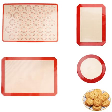 suaywo 4 Piezas Tapete Silicona Horno Reutilizable Antiadherente Tapete de Silicona para Hornear Libre de BPA Alfombrillas de Horno para Pan, Pizza y Macarrones