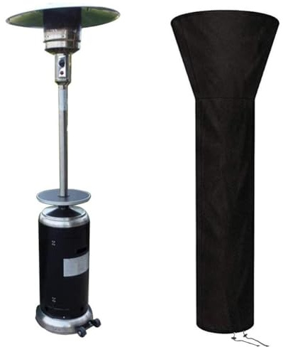 Outdoor Heavy Duty Waterproof Black Patio Heater Cover 221 x 85 x 48 cm for Electric Garden Heater Protection from Rain Snow Dust UV with Drawstring Closure and Storage Bag