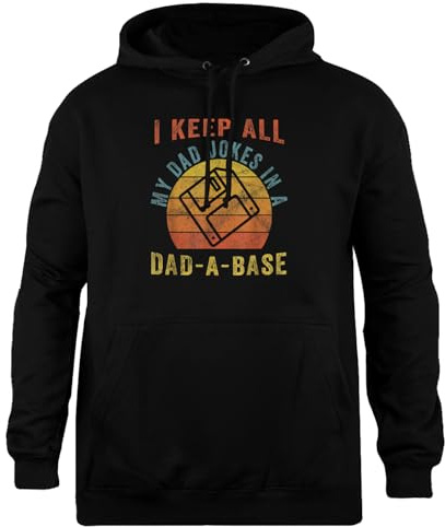 Jag Håller Alla Mina Pappa-Skämt I En Dadabase Vintage Far Pappa Hoodie Med Enkel Passform Svart Unisextröja