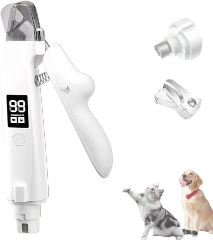 Yagerod Lichtschere Pro, Die 2-In-1 Led-Krallenschere Für Sichere Pfotenpflege Ohne Angst Mit Bildschirm, Led-Licht Zeigt Genau, Ultra-Leiser Motor, Integrierter Auffangbehälter(Weiß – Bildschirm)