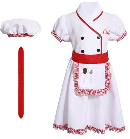 Generico Pegasus Costume Cuoca Primi Passi Bambina con Accessori Vestito di Carnevale Adatto per Festa in Maschera Cosplay Compleanno,Vestiti da Carnevale