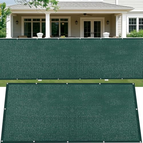 GUOJUN Brise Vue 70 x 410 cm Protection UV, Coupe-Vent, Respirant Cache Vue Balcon, Clôture d'ombrage avec Attaches de Câble Œillets pour Jardin, Balcon, Vert Foncé