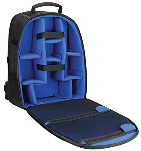 USA Gear Sac pour Appareil Photo Réflex Numérique, Sac à Dos avec Compartiments Personnalisables et Couverture Imperméable - Compatible avec Canon, Nikon, Pentax, Sony et Bien Plus Encore - Noir