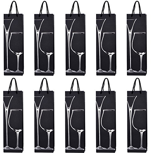 10 Flaschentüten Geschenktüten für Wein Prosecco und Champagner 40 x 12 x 9 cm silberne Gläser