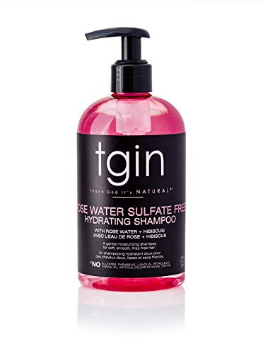 Thank God It's Natural tgin Rose Water Sulfate-Free Hydrating Shampoo for Curly, Coily and Wavy Hair, with Rose Water and Acai Berry, Moisturizes Low Porosity Hair, 13 oz