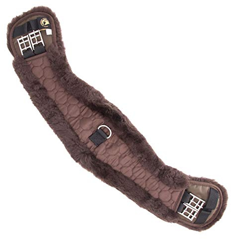 Merauno® Lammwolle Mondgurt Sattelgurt, Kurzgurt Dressurgurt, aus Qualitäts Merino Lammwolle, Spezielle Anatomisch Konkave Form, für Bessere Rutschfestigkeit. (Braun,65cm)