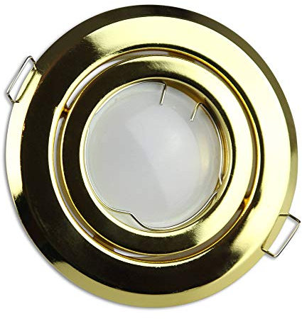 6x LED Einbaustrahler Set gold rund 1,2 Watt neutralweiß GU10 230V - Einbauleuchte schwenkbar 80-85mm Bohrloch - Deckeneinbaustrahler Deckenspot Deckeneinbauleuchte Einbauleuchte