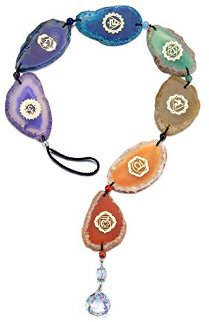 JSDDE 7 Chakra Aufhänger Deko Sonnenfänger Anhänger Natürlich Edelsteine Wandbehang Ornament Fensterdekoration Hängend Feng Shui Glücksbringer Schmuck