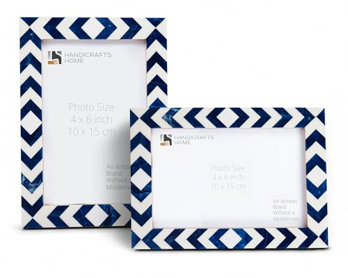 Handicrafts Home Decorative Resin Inlay Blue Picture Frame Set of 2, 6x4