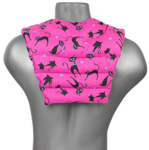 Nackenhörnchen mit Rückenteil. Katzen-pink. Körnerkissen. Nackenkissen. Rücken Wärmekissen - Weizen-Kissen