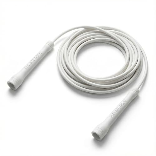 Elevate Rope Cuerda de velocidad profesional, cuerda de saltar ajustable de 3 m, PVC de 5 mm con núcleo de nailon para cardio (White)