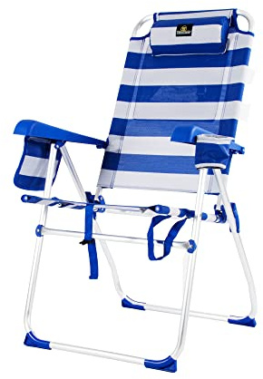 CREVICOSTA QUALITY MARK MARCAS DE CALIDAD - Palmera 2081-3 - Silla de Playa Plegable con reposabrazos y 8 Posiciones. Textilene (Marinera)