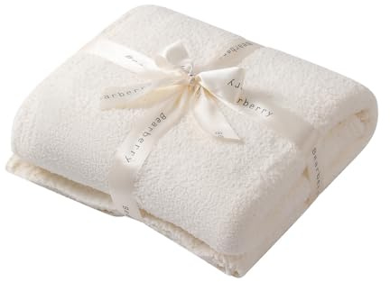 bearberry Super Soft Fluffy Throw Blanket Lightweight Cozy Warm Throw Blankets for Couch Bed Sofa All Season(Cream, 50”x60”)