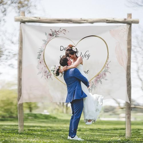 Salilena® Hochzeitslaken zum Ausschneiden (200x180cm) inkl. 2 Scheren und wiederverwendbarem Zip Beutel aus Baumwolle - Hochzeitsherz zum Ausschneiden einzigartiges Design - Standesamt Überraschung