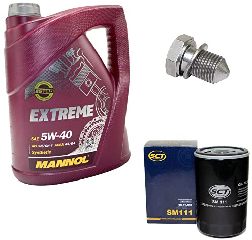 Motoröl Set 5W40 5 Liter + Ölfilter SM111 + Ölablassschraube 48871