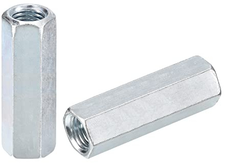 sourcing map 6pcs M14x19x60mm Coupling Nuts - Galvanized Carbon Steel Hex Threaded Rod Coupler for Furniture, Electronic, Industrial