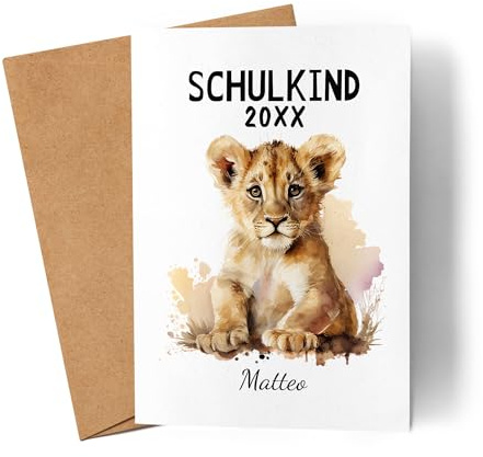 Kiddle-Design Schulkind 2023 Einschulungskarte Personalisierte Karte zum Schulanfang Junge Mädchen Einschulungsgeschenk Erster Schultag REH