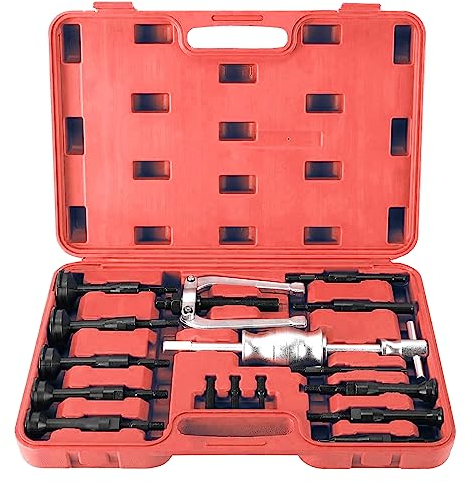 FreeTec 16-Piece Inner Bearing Puller Kit, 8mm-58mm Inner Bearing Puller, Blind Hole Bearing Removal Tool with Slide Hammer for Car, Truck, Motorcycle, Red