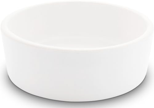 500 ml Kleintier Napf Futternapf Futterschale Futtertrog Ø15,5cm Höhe 5,5cm Näpfe für Haustiere Hamster Kaninchen Hase Nagetiere Kleintiere Hund Katze aus robuster, dickwandiger Keramik (Weiß)