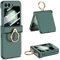 Miimall Hinge case for Samsung Galaxy Z Flip 5 Case with Ring, [Hinge Protection] [Ring Holder] [Built-in Screen Protector] Shockproof Hard PC Cover Full Protective Case for Z Flip 5-Green