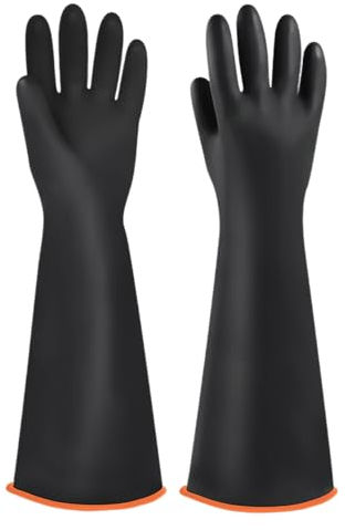 DAZZLUXE 1 par de guantes de plástico, guantes de plástico resistentes, guantes largos de goma, guantes de trabajo impermeables, guantes de protección resistentes a ácidos y álcalis (45 cm)