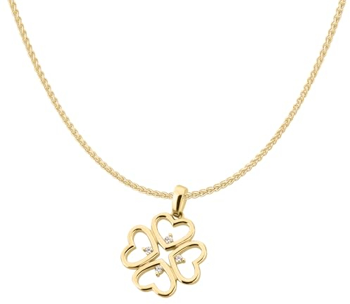Ardeo Aurum Damen Schmuck-Set aus 333 Gold Gelbgold Kleeblatt Anhänger Zopfkette Länge 50 cm