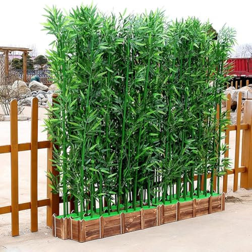 Patio Künstlicher Bambus Privacy Zaun, Indoor Outdoor Room Dividers Greenery Wall Faux Bambus Pflanze Privacy Wall Divider Für Veranda Pergola Patio Landschaftsgestaltung(1.5m,50cm Base+10 Poles)