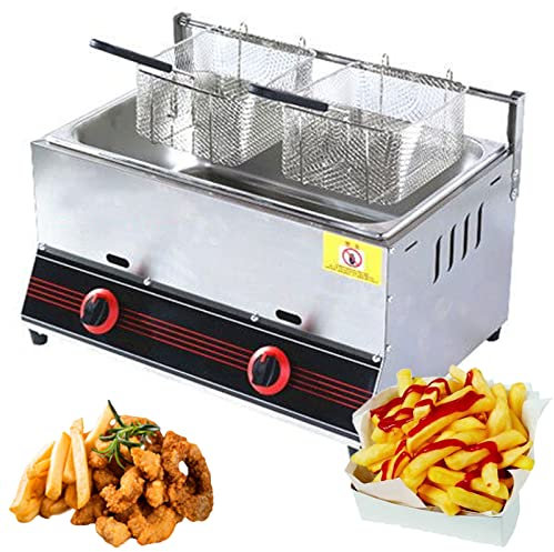 Friteuse à gaz avec réservoirs en acier inoxydable, panier de table, friteuse au propane GPL en acier inoxydable, poulet autoportant (Style2)