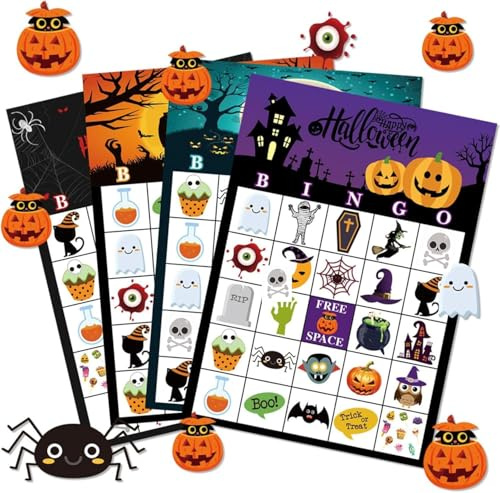 Piucrty Halloween Party Bingo Spiel Mitgebsel 36 Stück für 24 Kinder Give Aways Beschäftigung Kindergeburtstag Gastgeschenke Haloween Bingo Karten Brettspiel Heloween Geschenke Gesellschaftsspiele