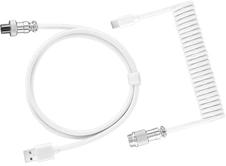 kesurpae Typ C mekaniskt tangentbord lindad kabel för bekväm rörelse och skalbart gränssnitt Mekaniskt tangentbord Upprullad ABS Aviation Plug Datakabel, vit