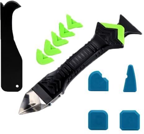 Bustlwor 5 En 1 Herramienta de Lechada Raspador, Extractor De Silicona, Removedor del Silicón, Juego de 12 Piezas Reutilizables y Reemplazables Apto para Cocina Baño y Dormitorio