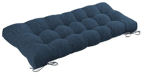 FlyGulls Bench Cushion for Indoor Furniture 48x19 inch Rectangle Bench Seat Cushion for Bay Window Entryway Bench Thick Textured Chair Cushion with Non-Slip Backing 1 Pack, Navy